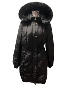 Kate Spade Women’s Medium Black Down Faux Fur Hooded Puffer Coat - Picture 1 of 10