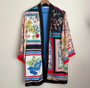 Alice + Olivia Koko floral Patchwork Printed Kimono open front M/L - Picture 1 of 6