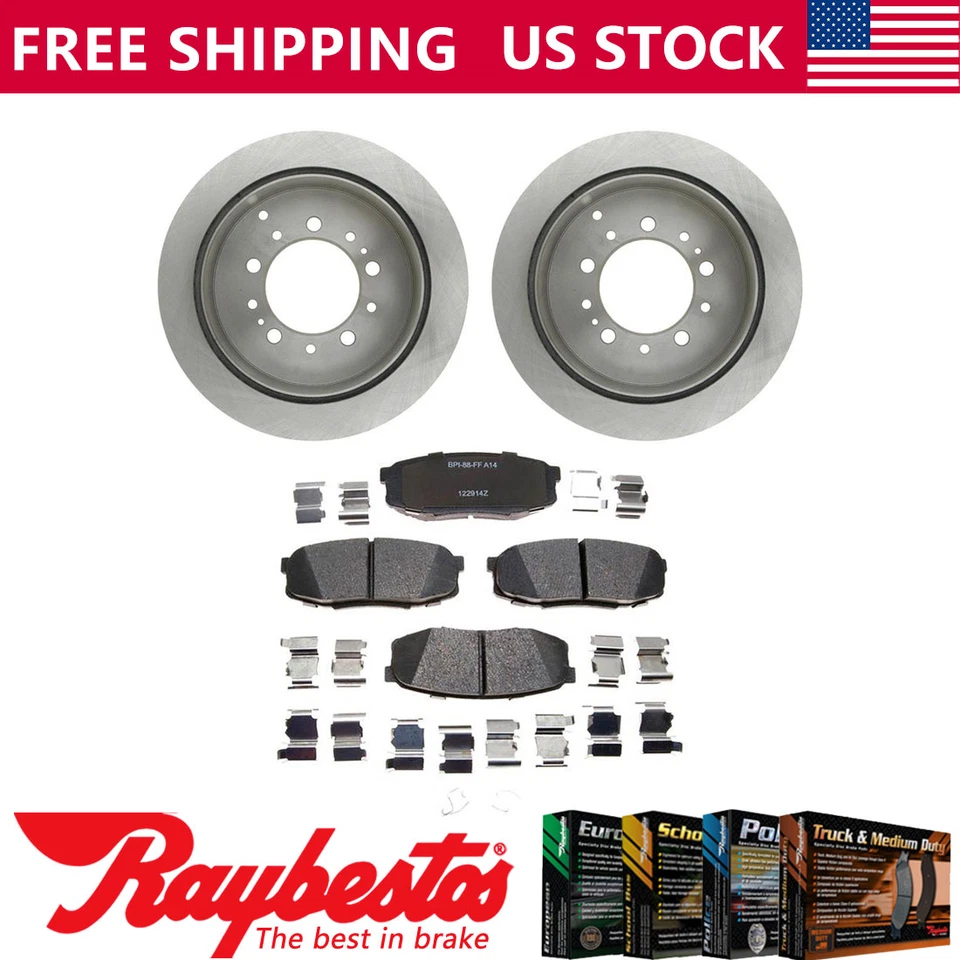 Задние тормозные диски + керамические тормозные колодки и оборудование для Toyota Tundra 2007-2019 годов выпуска - Изображение 1 из 4