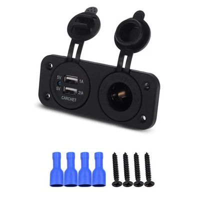 5V USB Car Cigarette Lighter Socket Splitter Charger Power Adapter Blue Light B - Image 1 of 4