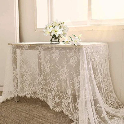  Toalha de mesa de renda branca para casamento 60x120 polegadas vintage rústica  - Imagem 1 de 4