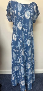 ANOKHI for East Vintage Blue Floral Light Cotton Long Dress Size 18 Preloved - Picture 1 of 11