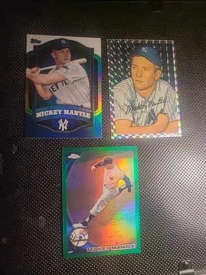 Mickey Mantle Verde/599 Redención Con Refractor Atómico Y Azul Paralelo Lote Foto 1 de 4