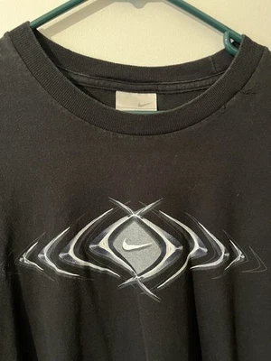 Vintage Y2K Nike Swoosh Graphic Tee Black Long Sleeve T Shirt Medium 2000s - Image 1 of 4