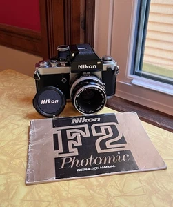 Nikon F2 Photomic DP-1 SLR 35mm Film Camera Nikkor f2 50mm Lens + Cap & Manual - Picture 1 of 24