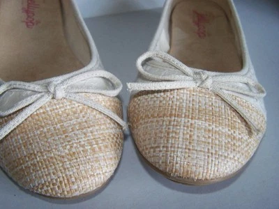 НОВЫЙ! Jelly Pop размер 9,5 кремовый цвет петли Raffia балетки с бантом памяти пены - Изображение 1 из 4