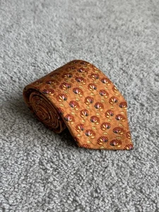 Ermenegildo Zegna Orange Floral Silk Tie Made In Italy - Picture 1 of 7