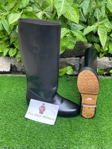 German jack boot with hobnails , black leather honail boots , long boots , jack. - Picture 1 of 7