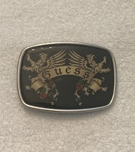 Hebilla de cinturón vintage Guess Griffin And Roses metal acrílico pancarta - Imagen 1 de 3
