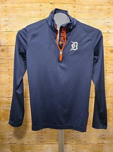 Detroit Tigers 1/4 In Zip-Up Pullover Jacket Unisex Kids 10/12 M Orange & Blue - Picture 1 of 10