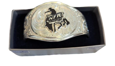 Montana Silversmiths Wrangler NFR 2012 PRCA Silver Swirl Cuff Bracelet Bronco - Image 1 of 2