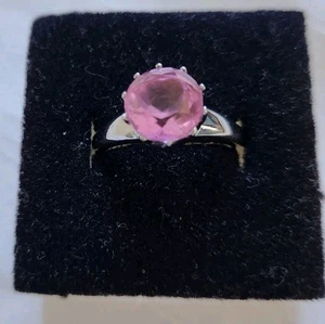 Afrikanischer Flieder Rosa Quarz Solitär Ring Größe 9 Edelstahl - Bild 1 von 8