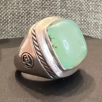 Anel David Yurman DY prata esterlina grande calcedônia Albion tamanho 6 18,6g - Imagem 1 de 4