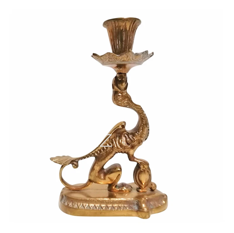 Bougeoir Antique Dragon Bougeoir Bronze Ancien 16Cm - Photo 1/1