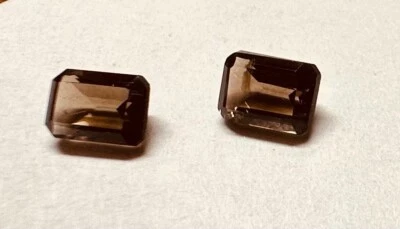 PRICE DROP - 2 - 5mm x 7mm SMOKY QUARTZ GEMSTONES - 1.88 TOTAL CTS - FOR JEWELRY - Image 1 of 2
