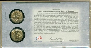 2008-D/P John Tyler Juego de 2 monedas $1 acuñado en el primer día de acuñación - Imagen 1 de 1
