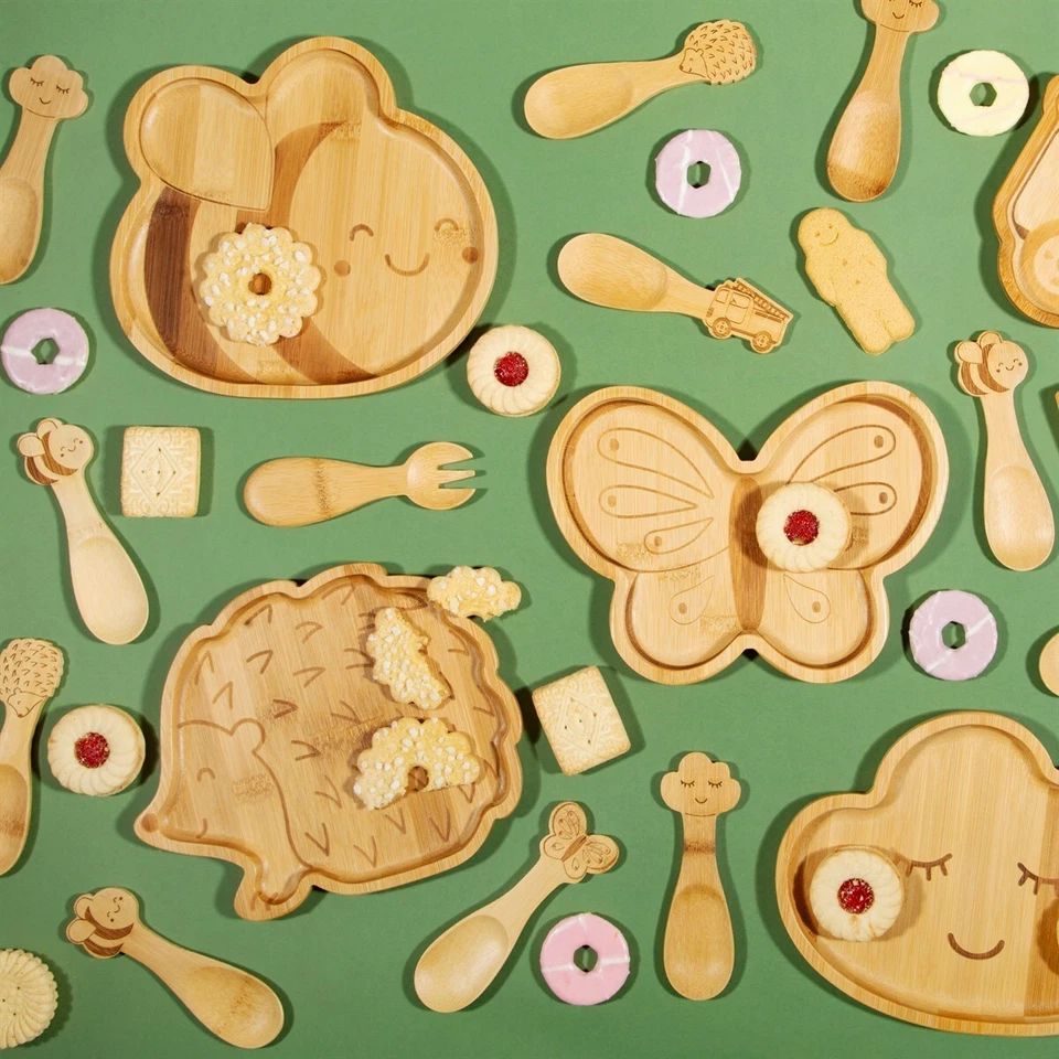 SASS AND BELLE Bamboo Baby Child Plate Sass Belle Mushroom Tractor Hedgehog Fire Engine