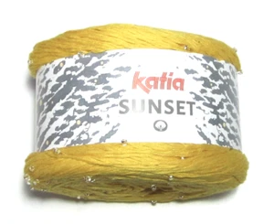 150 gm Ball of YELLOW Katia SUNSET Cotton Yarn Strung with Glass Beads - Picture 1 of 1