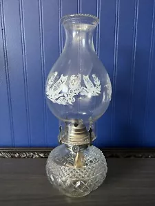 Vintage Lamp Light Farms 1985 Glass Diamond Cut Oil Lamp 13” Model #235 - Picture 1 of 12