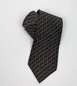 Dockers Khakis 100% Silk Olive Green Tie Geometric Print Made in Korea - Picture 1 of 6