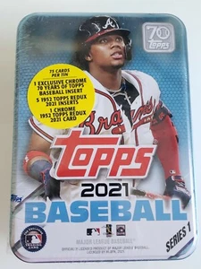 2021 Topps Series 1 Baseball Factory Sealed Collector’s Tin Ronald Acuna Jr.  - Bild 1 von 1