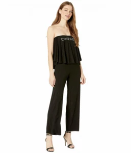 Bebe Black Logo Strapless Jumpsuit Women's Size S L76610 - Picture 1 of 3