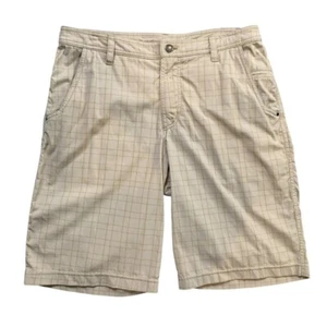 Lululemon Shorts Mens 34 Waffles Beige Check Nylon Blend Bermuda Stretch Golf - Picture 1 of 11