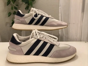 Talla 14 Adidas I-5923 Off White Con Rayas Azul Marino P9 - Imagen 1 de 10