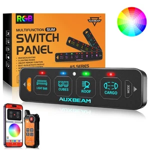 AUXBEAM 4 Gang RGB Switch Panel + bluetooth APP & Remote Control Off-road Truck - Picture 1 of 12