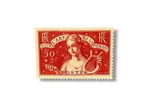 FRANKREICH YVERT 308 SCOTT B43 SYMBOL DER MUSIK 50c + 2F postfrisch Stempel gezähnt - Bild 1 von 1