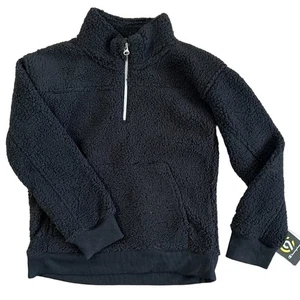 C9 Champion Girls' Black Sherpa Fleece Quarter Zip Pullover - Size Large - NWT - Picture 1 of 7