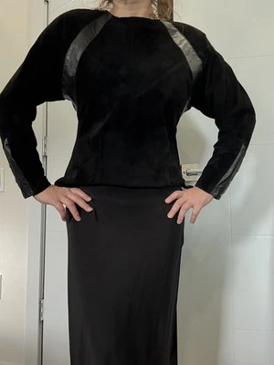 RARE Black & Suede Vintage Women's Top Size 12 - Photo 1/4