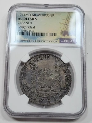 1741 Mo Mexico Silver 8 Reales REIJGERSDAAL Shipwreck Pillar Dollar NGC AU K1035 - Image 1 of 4
