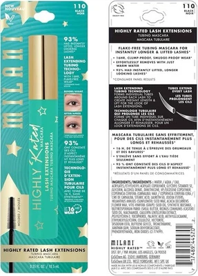 Milani Highly Rated Lash Extensions Tubing Mascara (NEW, Full Size, Black 110)