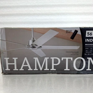 Hampton Bay Bellmore 56 in. Indoor Brushed Nickel Ceiling Fan w/DC Motor+Remote - Picture 1 of 11