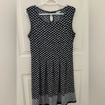 Max Studio темно-синий и белый цветочный печать вязаное платье размер большой женщин - Изображение 1 из 4