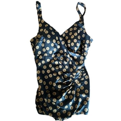 Vintage Maxine of Hollywood Black & Gold Polka Dot Swimsuit  Size Approx M/L - Image 1 of 4