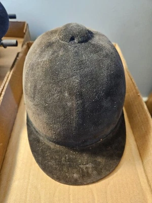 Casco de equitación ecuestre marrón oscuro caza terciopelo fieltro sombrero de colección 6 3/4 Foto 1 de 4