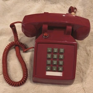 Fabrycznie nowy w pudełku czerwony retro telefon stacjonarny / przewodowy ze wskaźnikiem wiadomości migającym czerwonym światłem - Zdjęcie 1 z 4