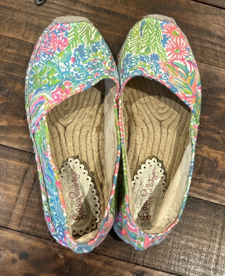 Alpargatas Lilly Pulitzer Lia Lovers Coral Pisas Mar Spray Azul Rosa ~ TALLA 10 Foto 1 de 4