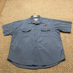 Cabelas Shirt Mens XL Gray Cargo Long Sleeve Pockets 100% Cotton Outdoors Eagle - Picture 1 of 11