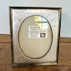 Vintage Gold Mat Photo Picture Frame Gold Oval Ornate insert Mat 5” X 6” Carr - Picture 1 of 7