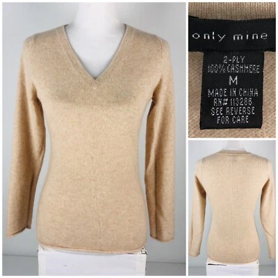 Suéter mediano Only Mine para mujer 100 % 2 capas de cachemir ligero cuello en V suave Foto 1 de 4