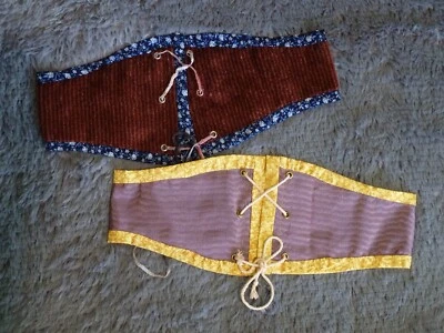 Lot of 2 XS Corset Belts Yellow Purple Maroon Navy Lace Up Cinch Renfest - Image 1 of 4