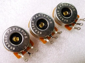 Paquete de 3 potenciómetros cortos 05A A250K 9,5 mm (3/8") eje dividido audio POT - Imagen 1 de 7