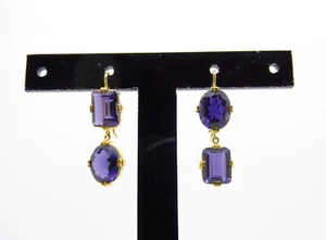 RENEE LEWIS 18K Y.G. Synthetic Blue Saphires Earrings (lab created) - Picture 1 of 4