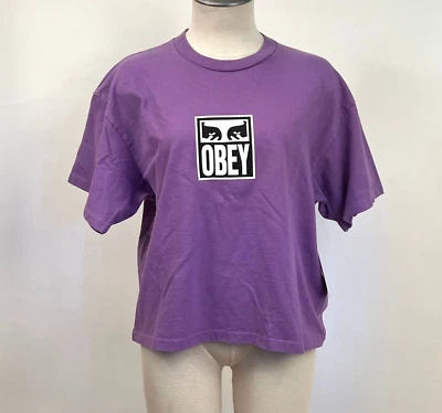 Obey Women's Cropped T-Shirt Eyes 2 Orchid Size S NWT Shepard Fairey Andre - Image 1 of 2