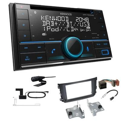 Kenwood 2-DIN Autoradio Bluetooth DAB+ für Smart ForTwo 2010-2015 schwarz - Bild 1 von 4