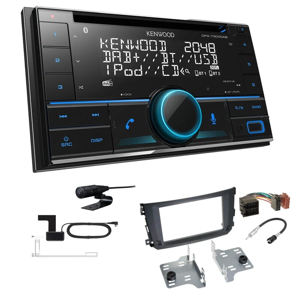 Kenwood DPX-7300DAB Autoradio Bluetooth DAB für Smart ForTwo 2010-2015 schwarz