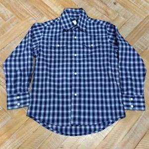 Wrangler Plaid Button Down Shirt Long Sleeve Western Style Blue Size S (5-6) - Picture 1 of 6
